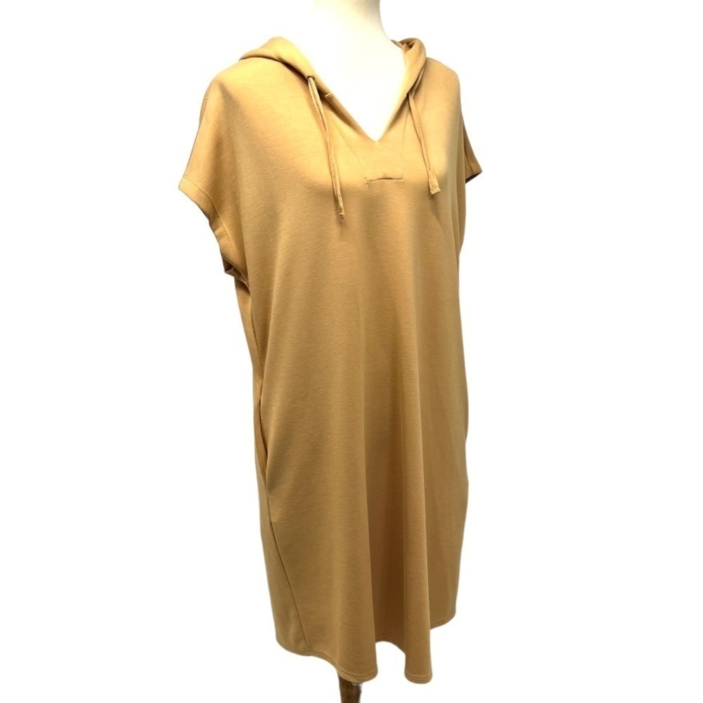 Magaschoni Pale Gold Modal Blend Hooded Sweatshirt Dress Women’s Large - Picture 8 of 9